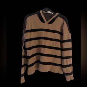 Striped Tan and Black Womens Sweater